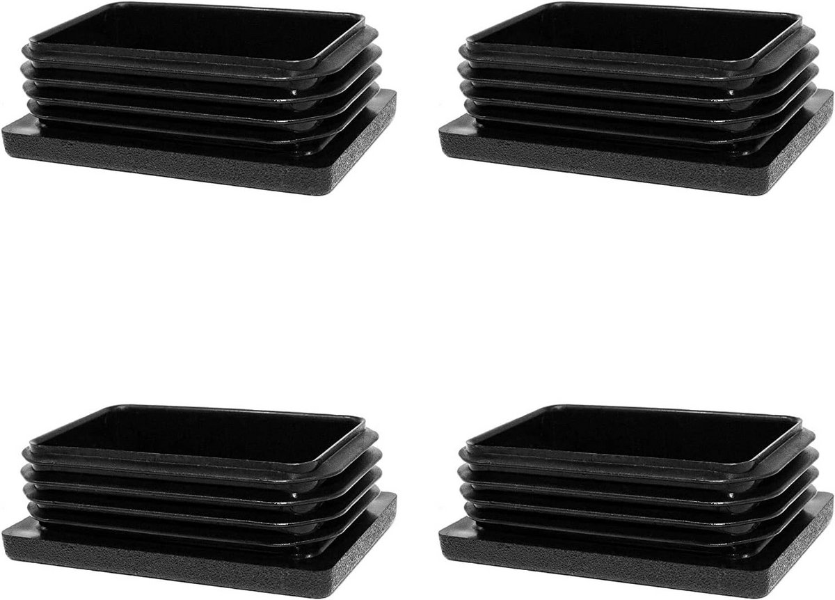 4x Rechthoekige Buisdoppen 60x20 mm - Stoppen en Glijders voor Meubels en Constructies