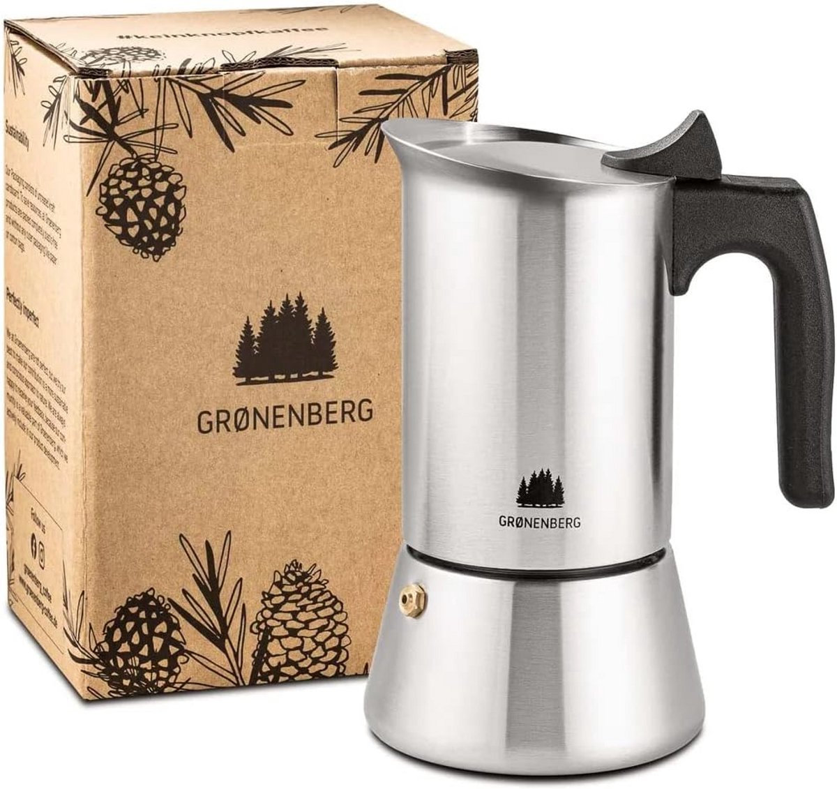 Roestvrijstalen Espressomaker voor 2 Kopjes (100ml) - Italiaanse Koffiezetter, Aluminiumvrij