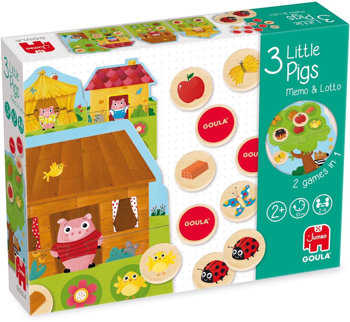Goula 3 kleine biggetjes Memo & Lotto - Kinderpuzzel - 24 stukjes