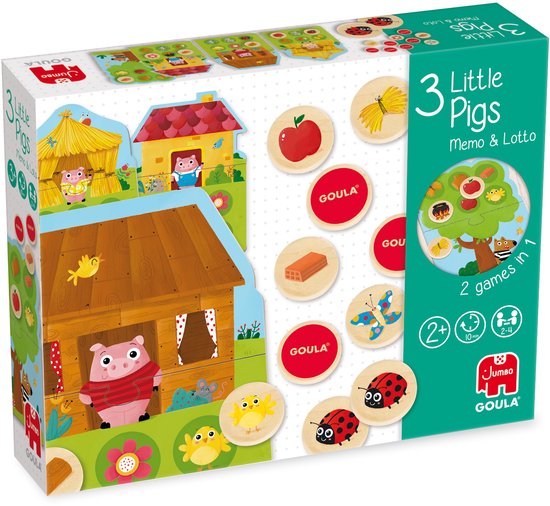 Jumbo - Goula - 3 kleine biggetjes Memo & Lotto - Kinderpuzzel - 24 stukjes