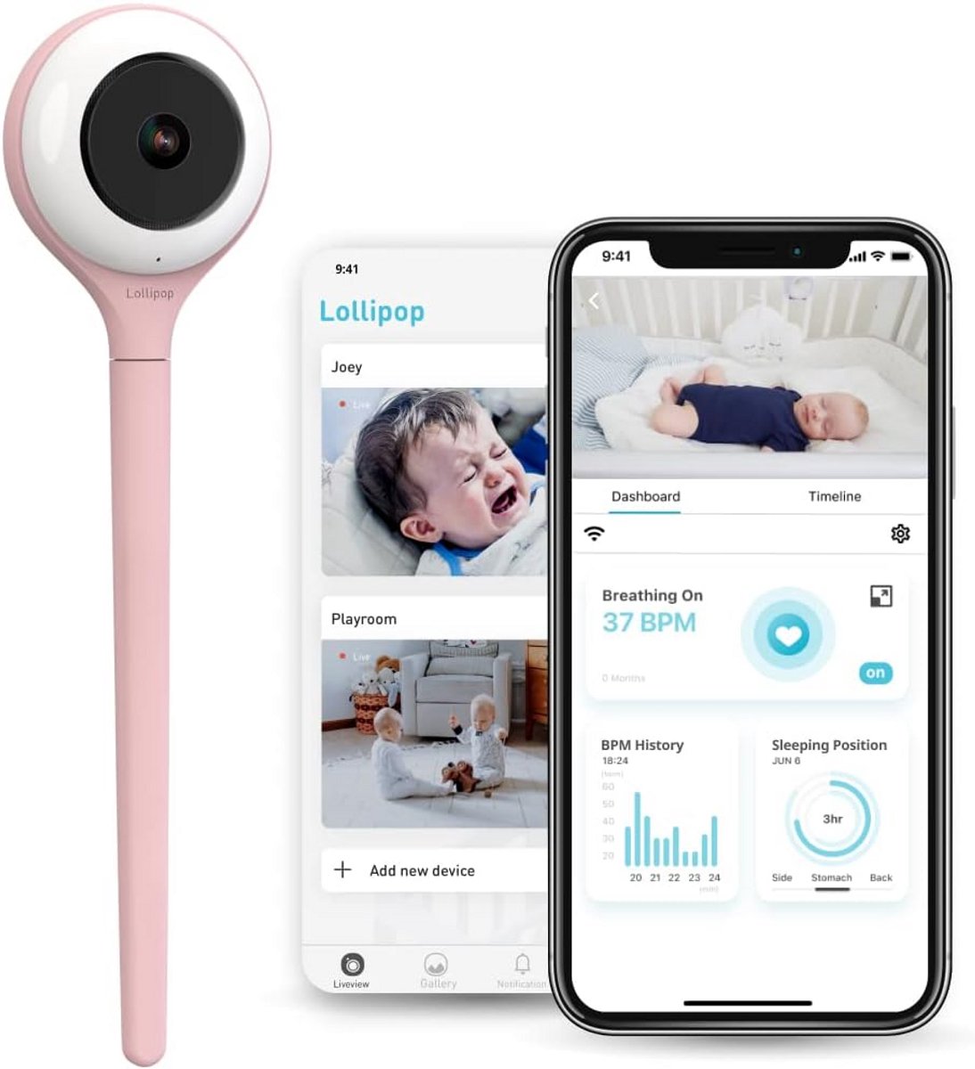 Slimme WiFi Baby Monitor met Huilherkenning, Geluid- en Bewegingsdetectie