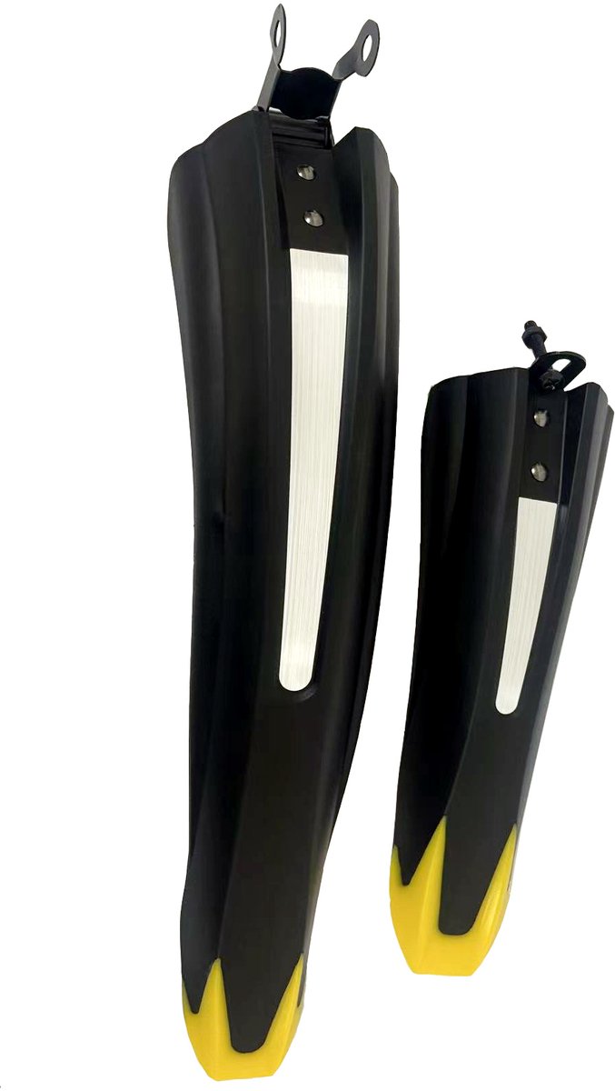 Spatbord Mountainbike Verstelbaar -universeel Spatborden Voor En Achter 18 - 20 - 22 Inch Geel-zwart