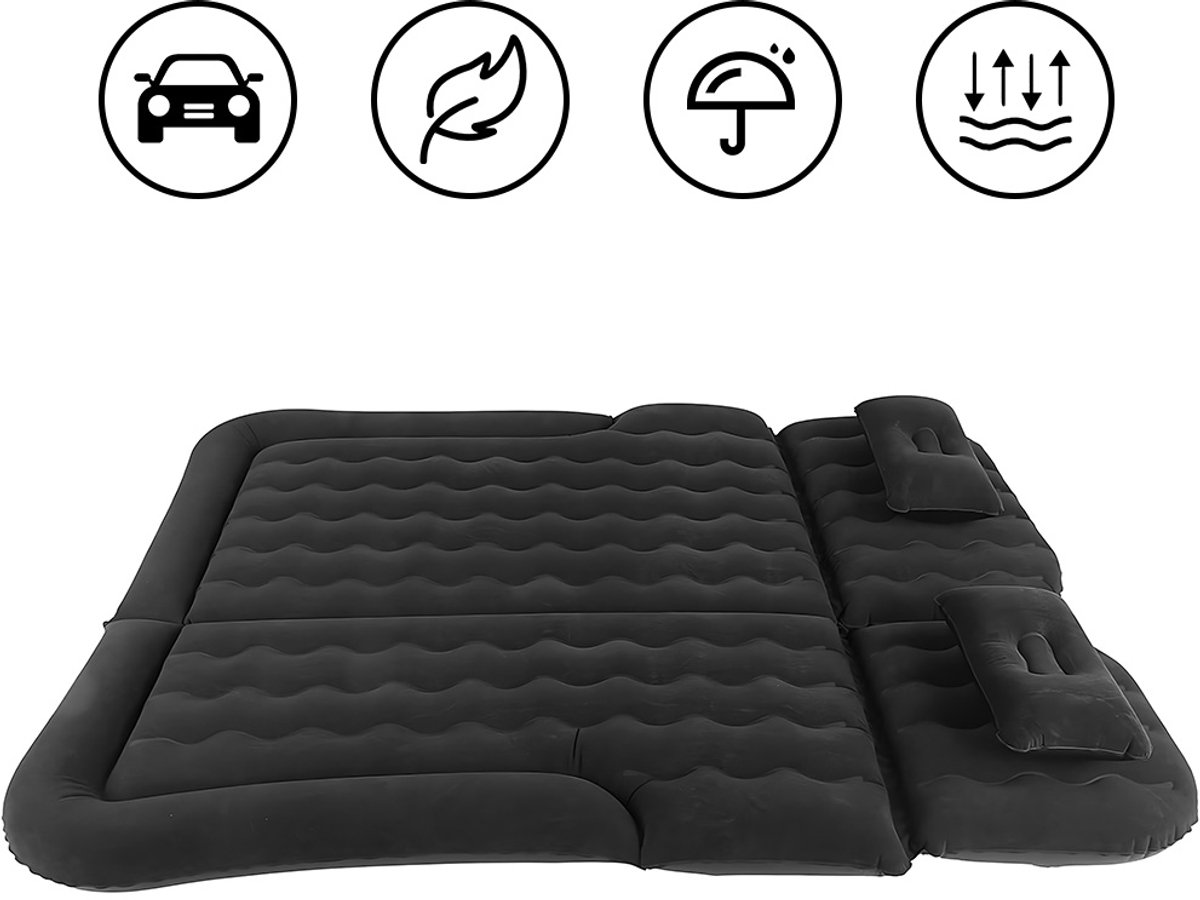 Opblaas Auto Matras - Luchtbed voor in De Wagen - Camping Bank - Automatras - Luchtmatras Achterbank - Luchtbed - Zwart - 2 Persoons