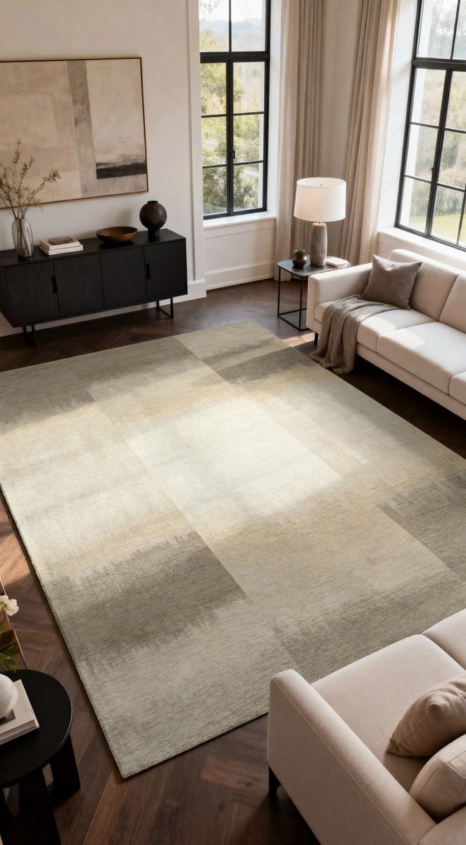 Wasbaar Binnen & Buiten Vloerkleed - 170 x 240 cm - Louis De Poortere Sendai Cottage Grey - Laagpolig Tapijt - Gerecycled PET - Made in Belgium - Circulair