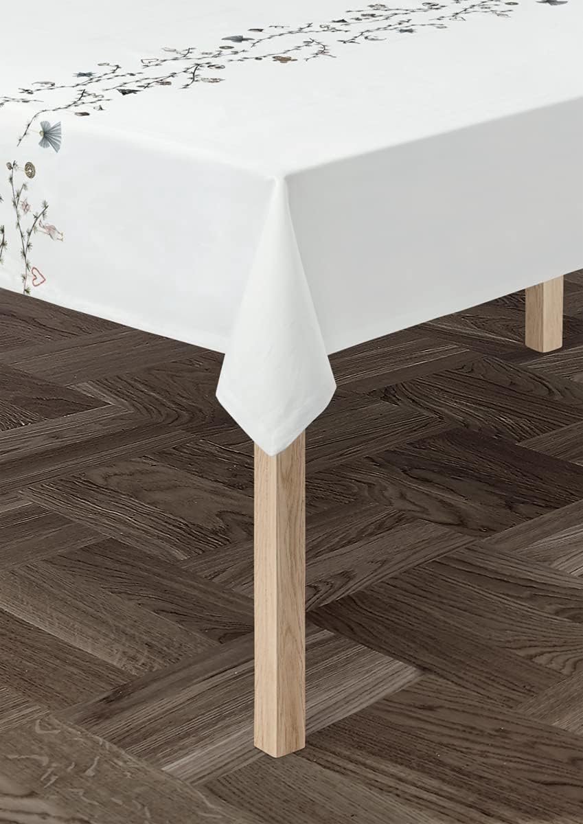 Luxe Kerst Tafelkleed Wit met Decoratie 150x220 cm Feestelijke Tafeldecoratie