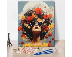 Schilderen op Nummer Set voor Volwassenen: Vrouw met Bloemen, 40x50 cm