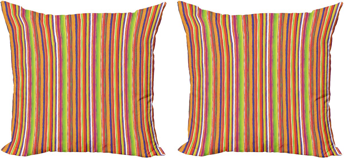 ABAKUHAUS Gestreepte decoratieve kussenhoez 2 stuks, Barcode Art Lines, 45x45 cm, meerkleurig