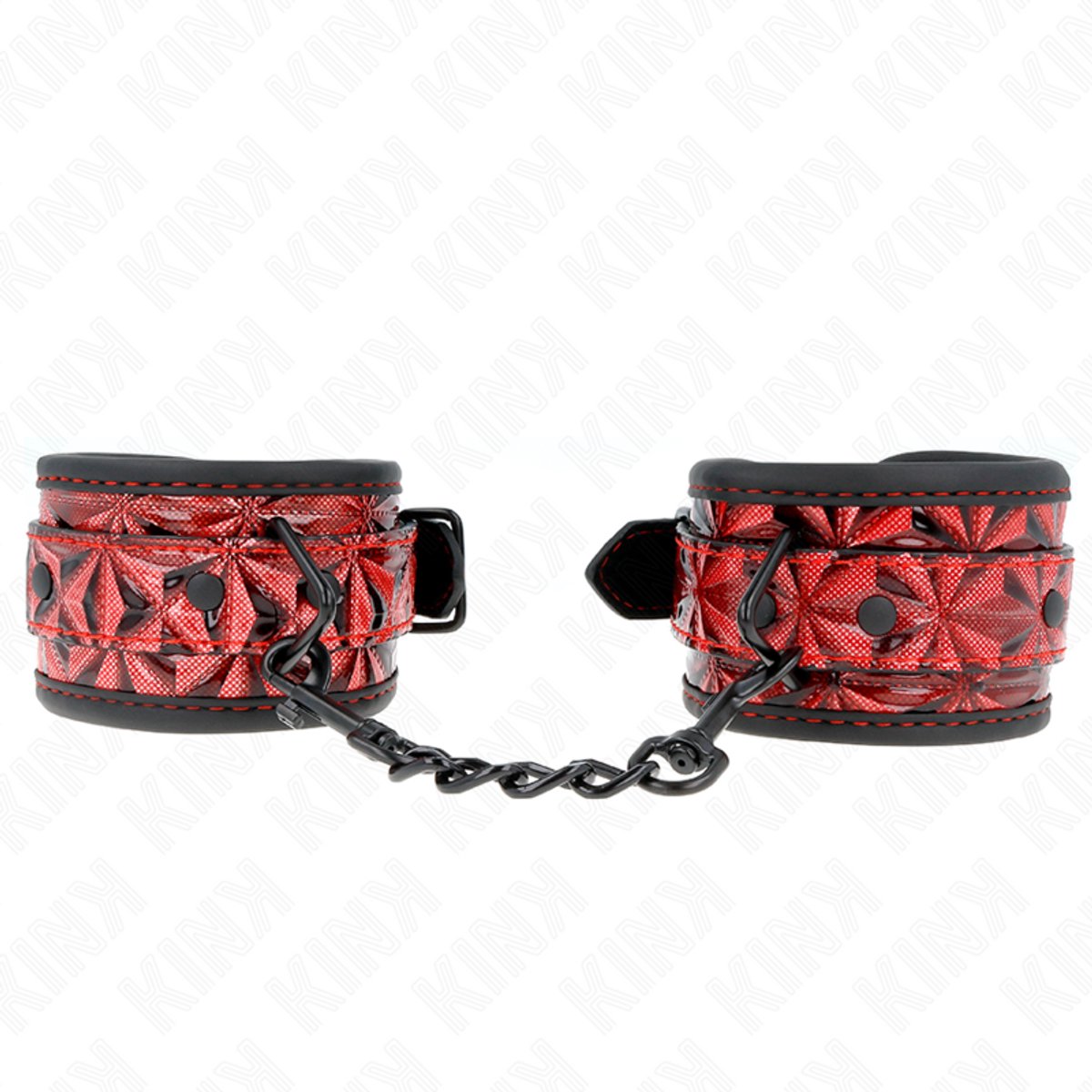 Kink - Diamond Pattern Wrist Restraints Dark Red Adjustable 17-26 Cm X 5.5 Cm