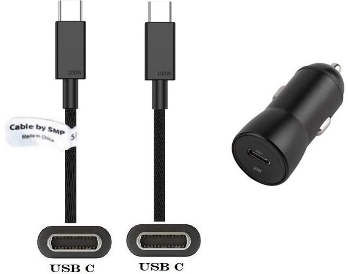 OneOne auto snellader + 3,0m sterke USB C naar C kabel. 20W lader. Autolader adapter past op Google Pixel 7, 7 Pro, 8, 8a, 8 Pro, 9, 9 Pro, 9 Pro XL, 9 Fold, 10, 10 Pro, 10 Pro XL, 10 Pro Fold, C, XL