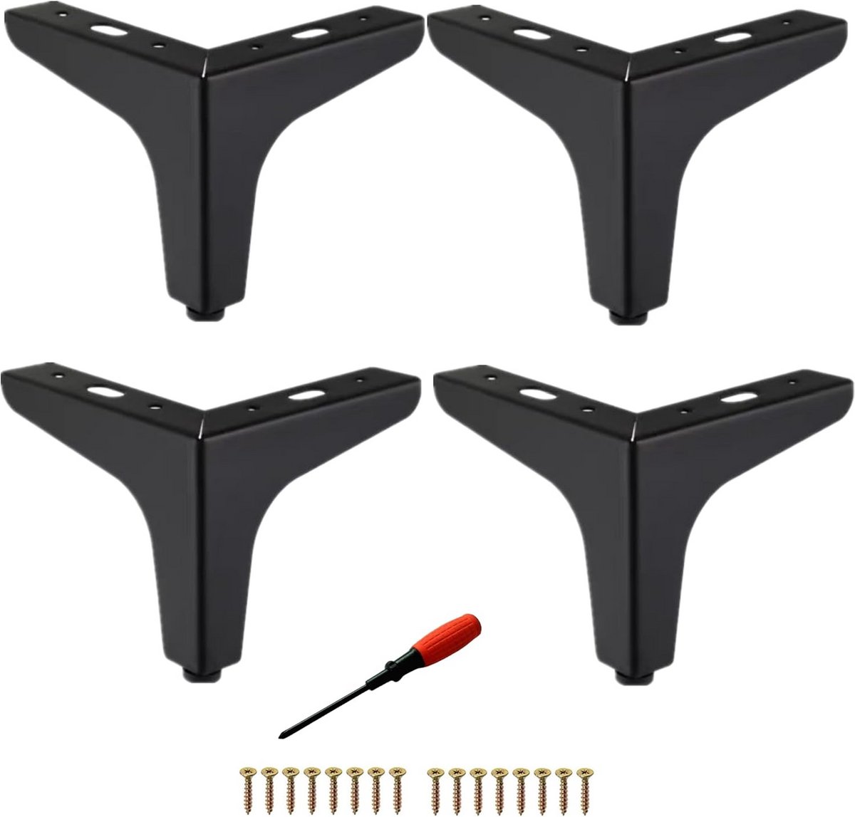 Set van 4 Zwarte Metalen Meubelpoten voor Kast en TV-meubel (10 cm)