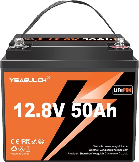 12V 50Ah LiFePO4 Accu met Laag Temperatuur Bescherming - Lange Levensduur voor Camper en Zonnepanelen