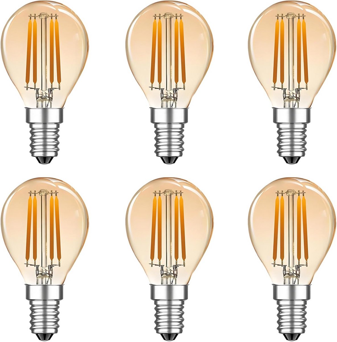 E14 LED Lampen - Gloeilampen Amber - Sfeer Creëren - Energiebesparend 4W - 6 Stuks - Amber Gloed