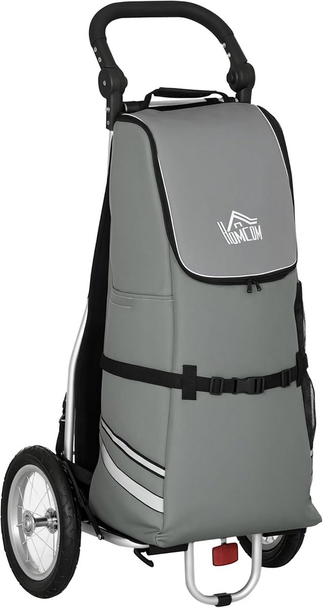 2-in-1 Fietskar en Boodschappentrolley met Fietskoppeling - Incl. Grote Bagagetas