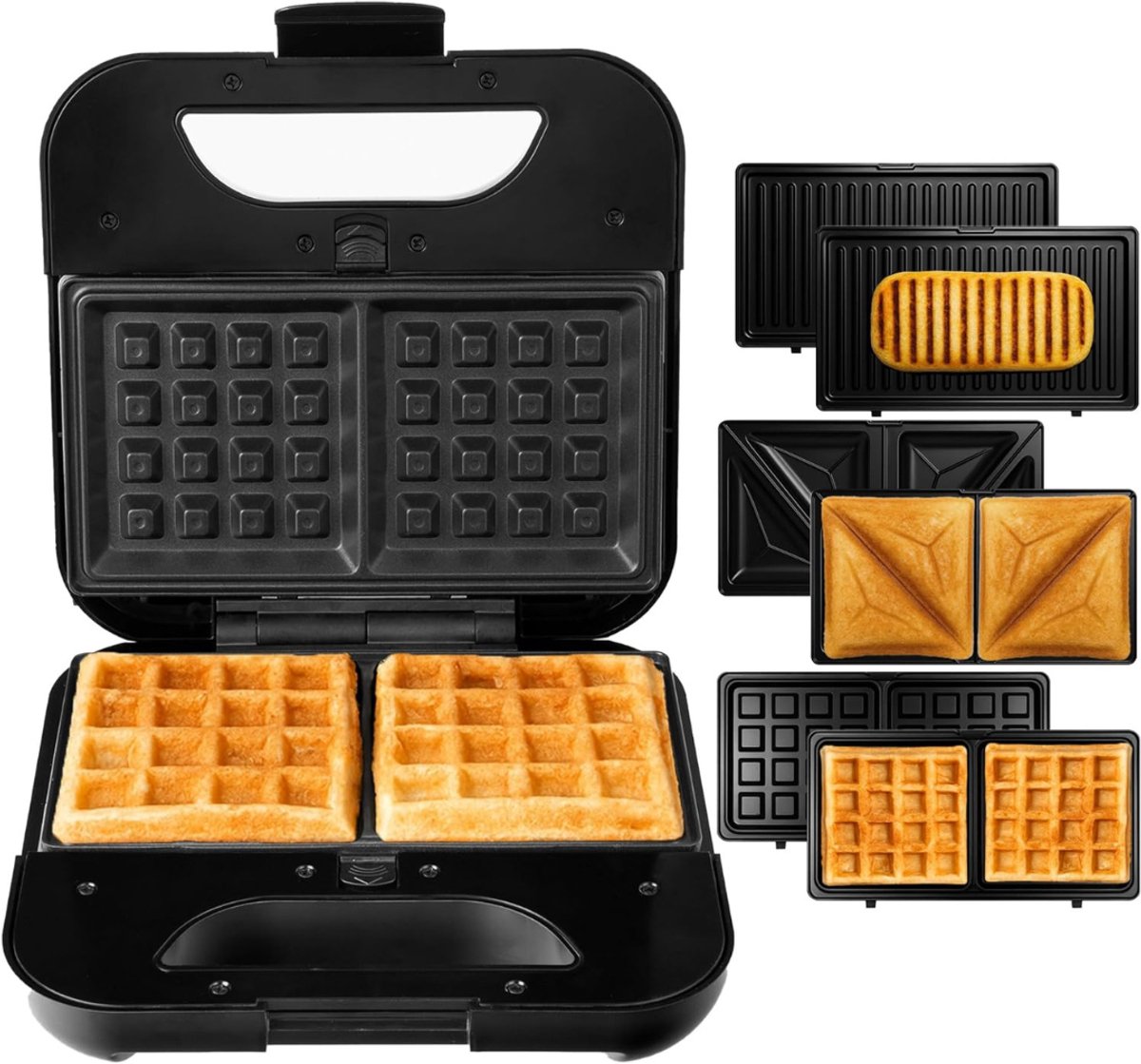 Zyrex® Wafelijzer met verwisselbare platen - Wafelijzer - Zwart - 29cm x 23cm x 12cm