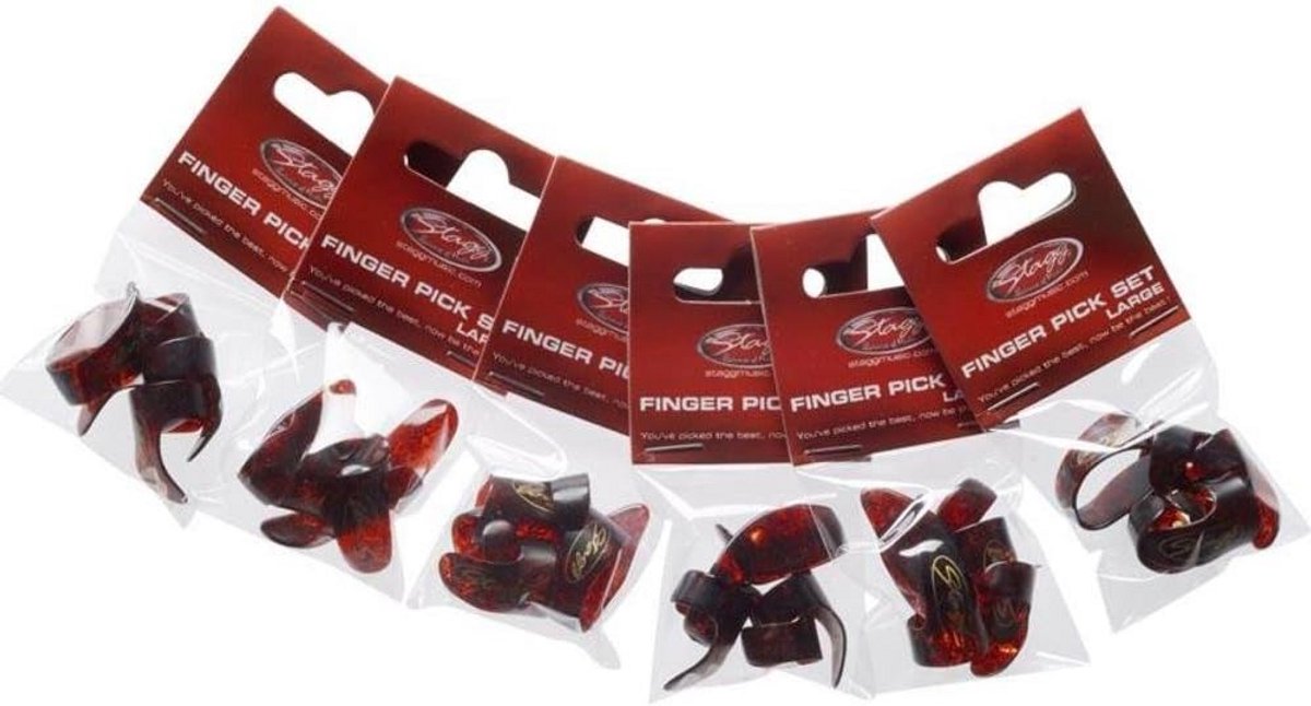 Gitaar Plectrum Set Duim- en Vingerpicks Groot Tortoise Kleur