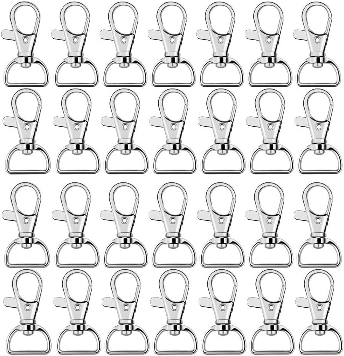 60 Stuks Zilverkleurige Karabijnhaken 2.5 cm voor Sleutelhangers en DIY Handwerk
