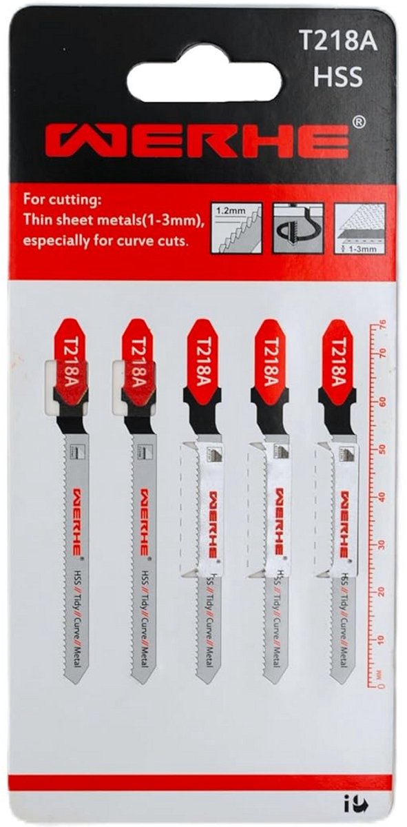 5x Decoupeerzaagblad HSS voor Zacht Metaal Dunne Plaat 1-3mm T-Schacht