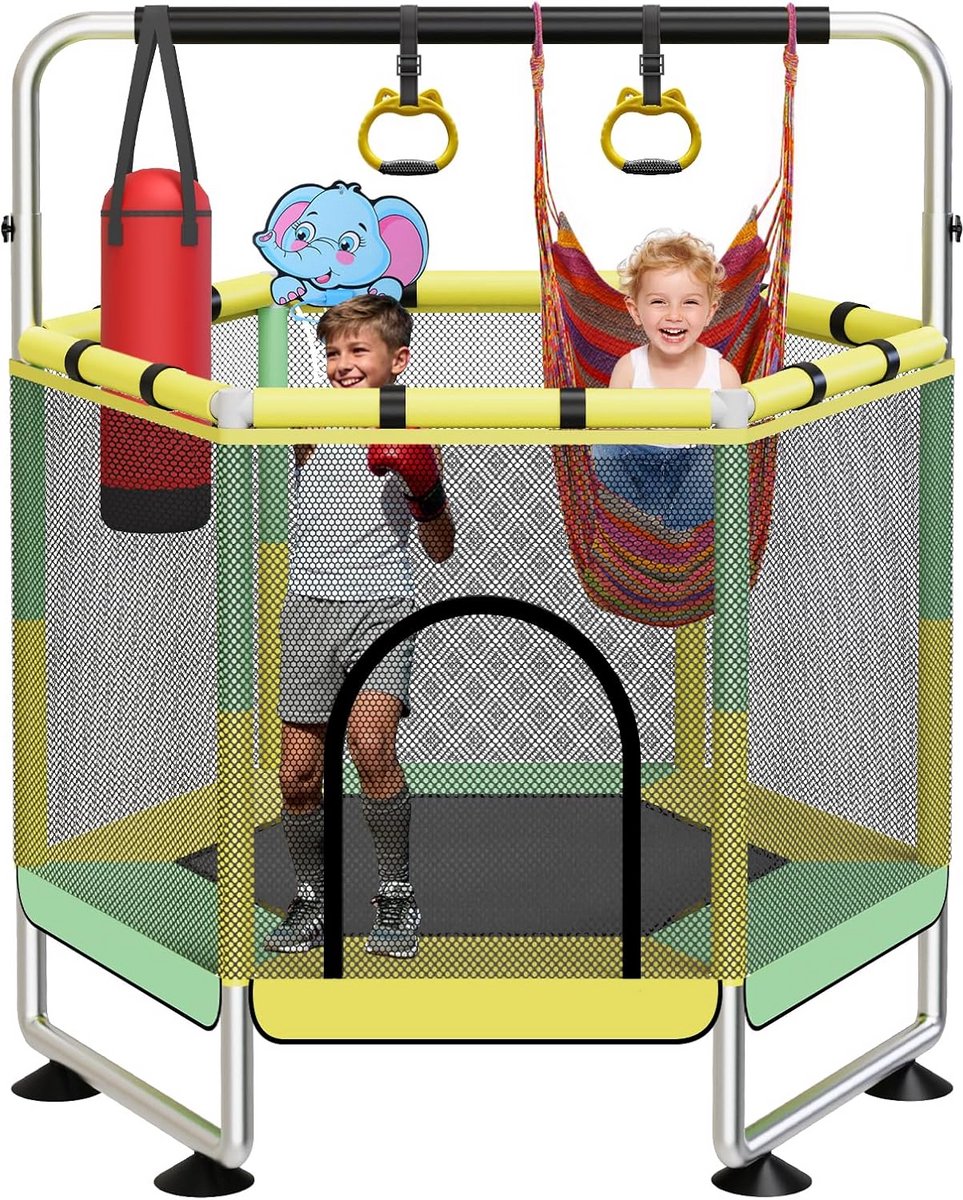 Trampoline voor Buiten - Groen, Rond Speeltoestel voor Kinderen