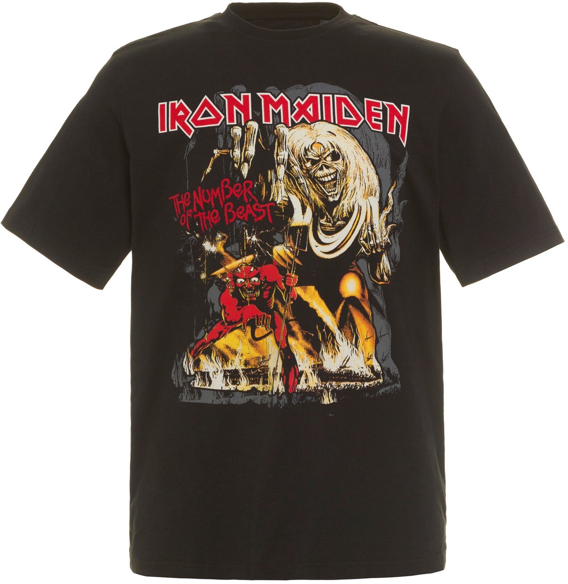 JP 1880 - Heren - T-shirt bandshirt Iron Maiden korte mouwen t/m 8XL - Zwart - Maat 4XL