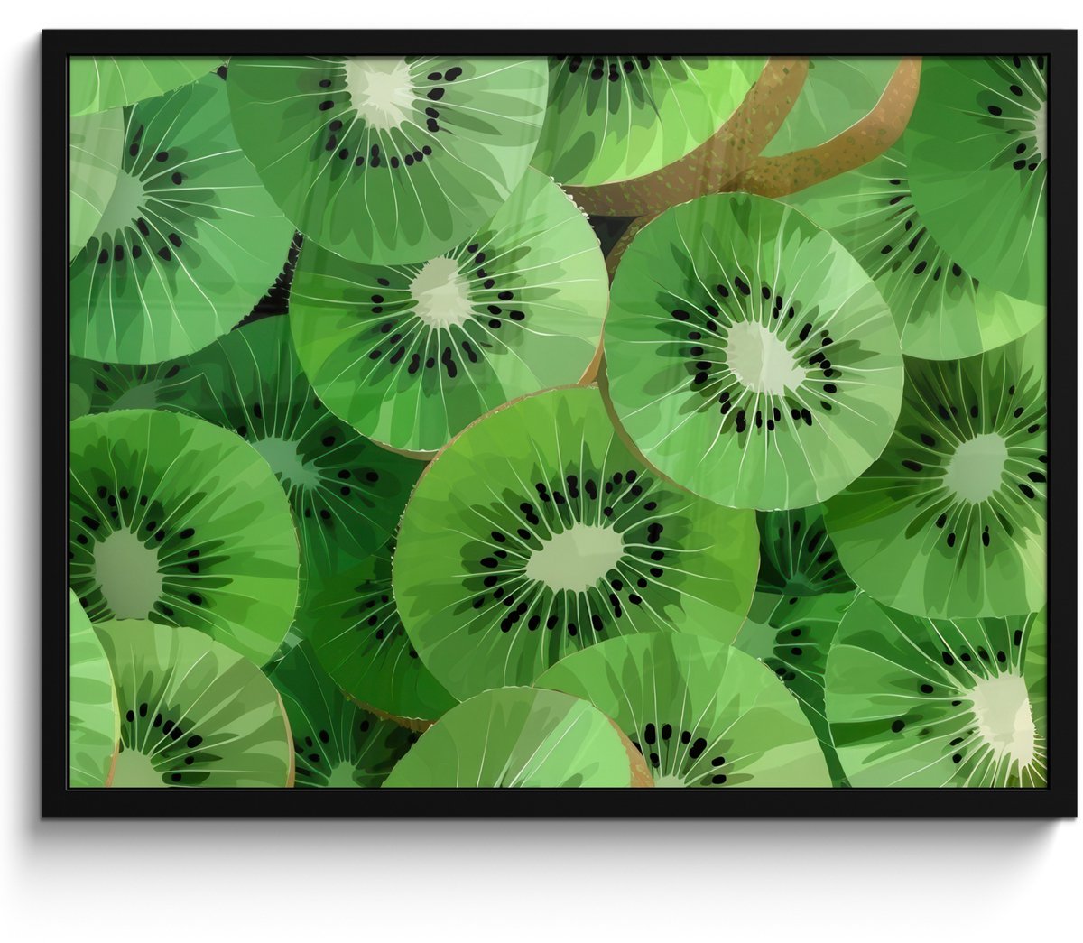 FrameYourWall Poster in lijst - Fotolijst 70x50 cm - Posters - Kiwi - Groen - Pitten - Posterlijst zwart - Decoratie - Wanddecoratie woonkamer - Muurdecoratie slaapkamer