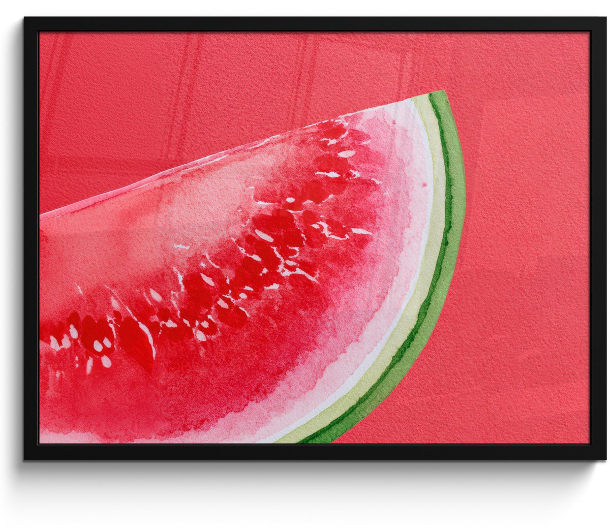 FrameYourWall Poster in lijst - Fotolijst 70x50 cm - Posters - Watermeloen - Rood - Zomers - Posterlijst zwart - Decoratie - Wanddecoratie woonkamer - Muurdecoratie slaapkamer Multicolor