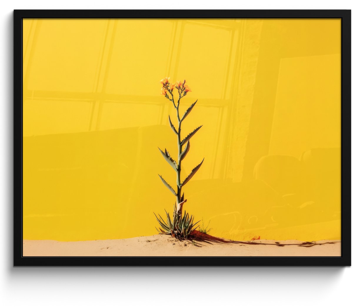 FrameYourWall Poster in lijst - Fotolijst 70x50 cm - Posters - Zand - Plant - Geel - Minimalitisch - Posterlijst zwart - Decoratie - Wanddecoratie woonkamer - Muurdecoratie slaapkamer Zand - Pland