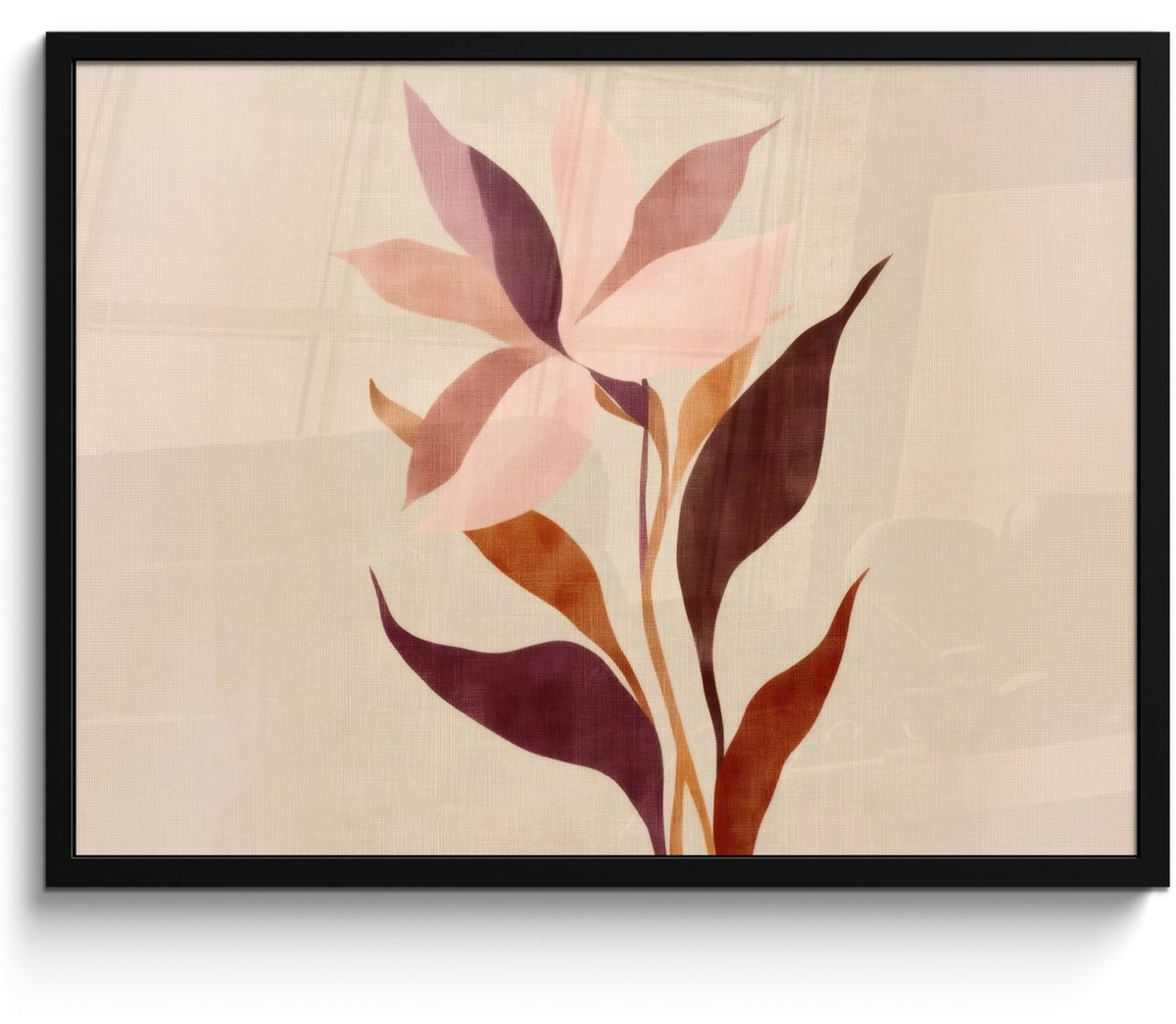 FrameYourWall Poster in lijst - Fotolijst 70x50 cm - Posters - Bloemen - Blaadjes - Minimalistisch - Roze - Posterlijst zwart - Decoratie - Wanddecoratie woonkamer - Muurdecoratie slaapkamer Bloem - Blaadjes