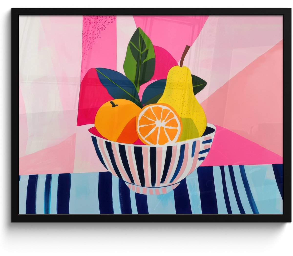 FrameYourWall Poster in lijst - Fotolijst 70x50 cm - Posters - Fruit - Abstracte achtergrond - Roze - Posterlijst zwart - Decoratie - Wanddecoratie woonkamer - Muurdecoratie slaapkamer