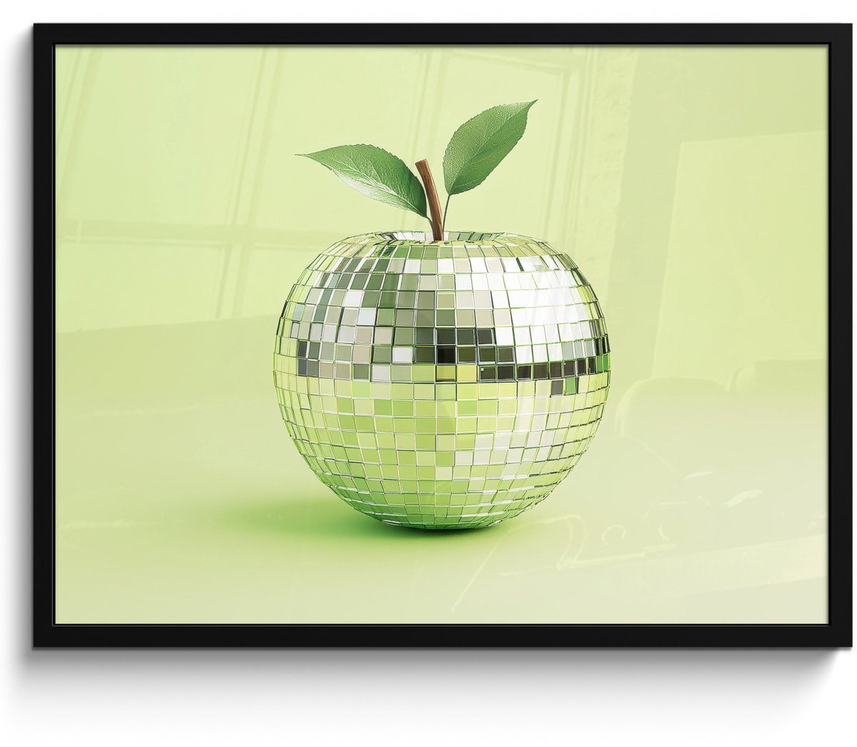 FrameYourWall Fotolijst inclusief poster - Posterlijst 70x50 cm - Posters - Groen - Disco - Decoratie - Appel - Foto in lijst - Keuken decoratie muur - Wanddecoratie accessoires - Muurdecoratie - Schilderijen Disco - Appel