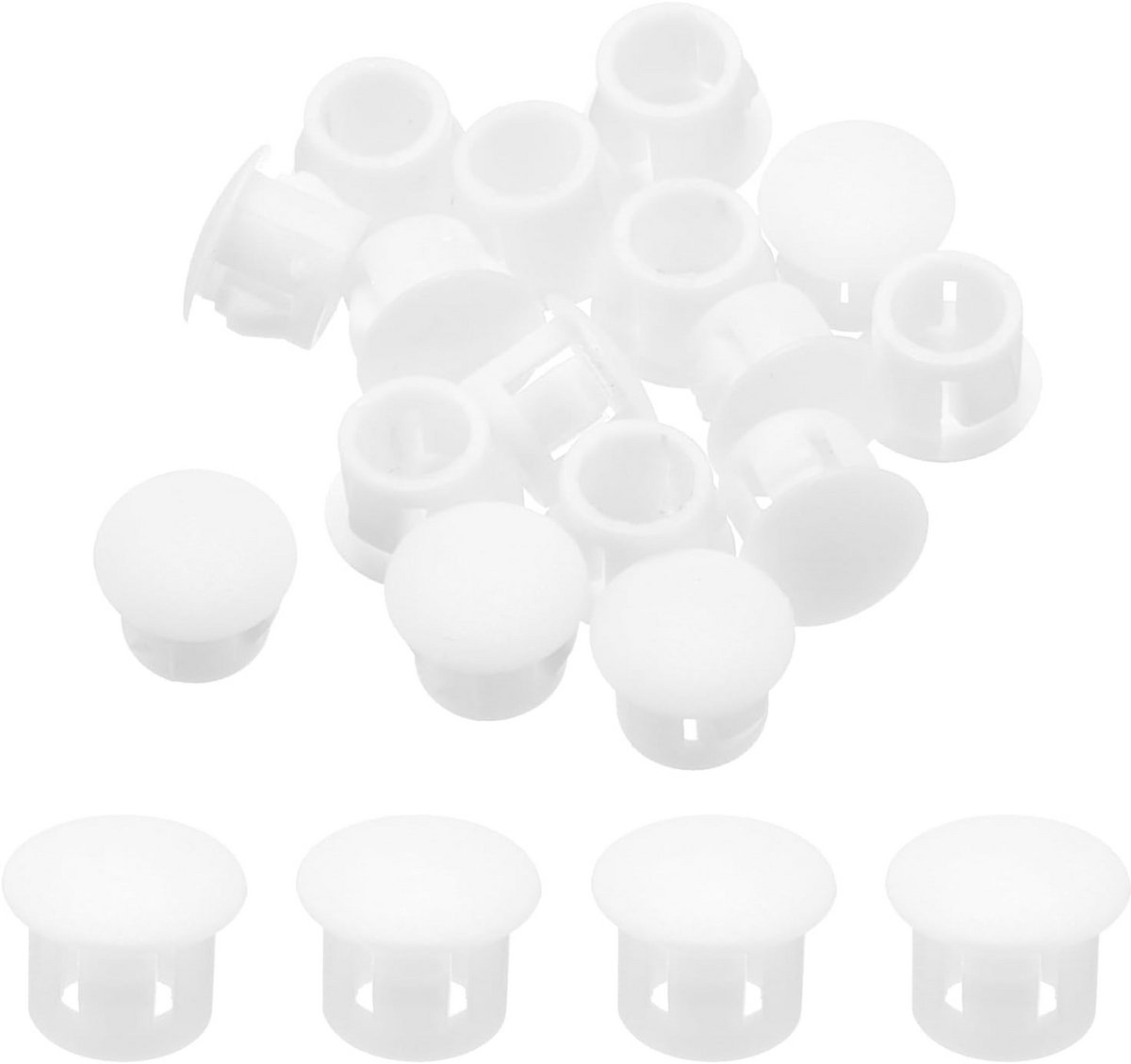 Gatdoppen Kunststof - Afdekkappen Stopper - Meubels Afwerken - Braamvrije Rand - 7 mm Gatdiameter - Wit