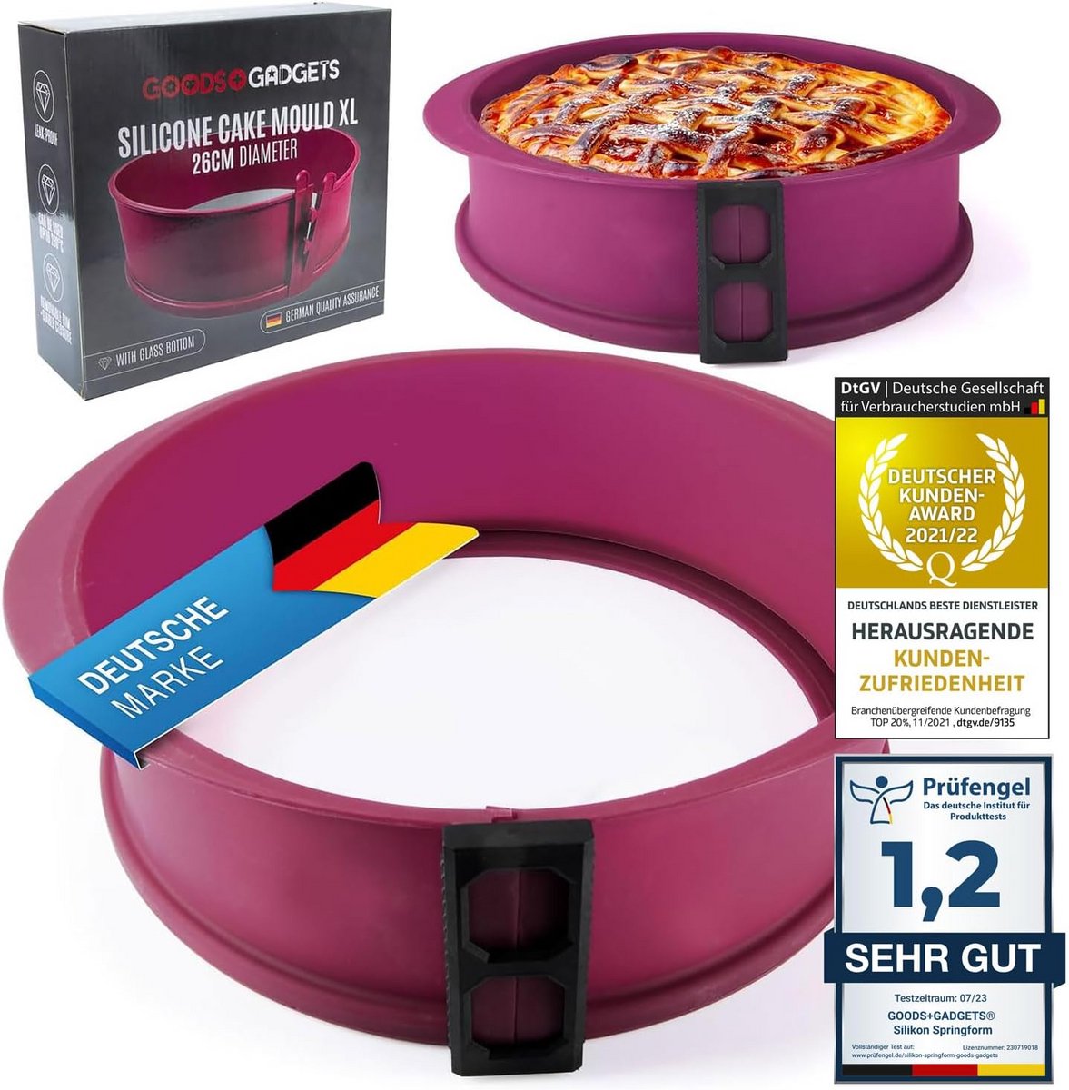 Flexibele Siliconen Springvorm met Glazen Serveerbodem - Ø23 cm