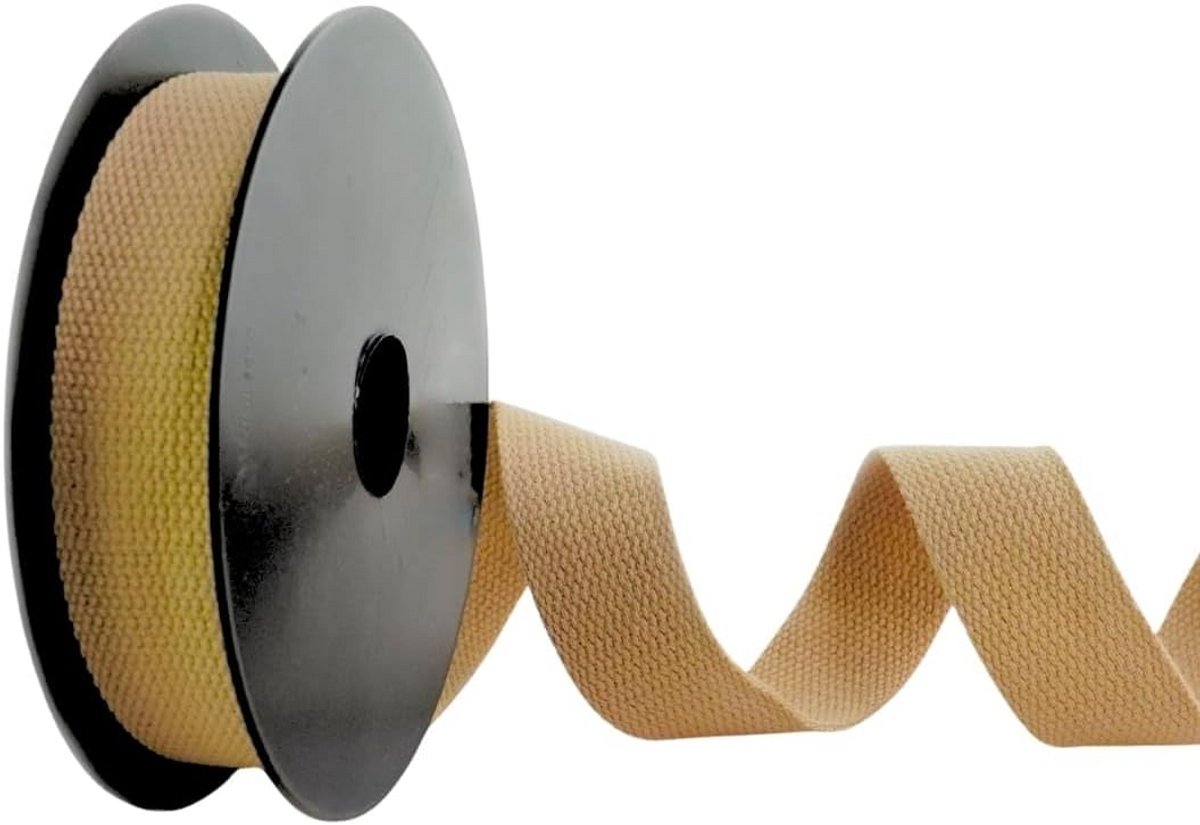 Heavy Duty Katoen Singelband Beige 5 Meter lang 40mm Breed - Sterk Textiel voor Tassen en DIY