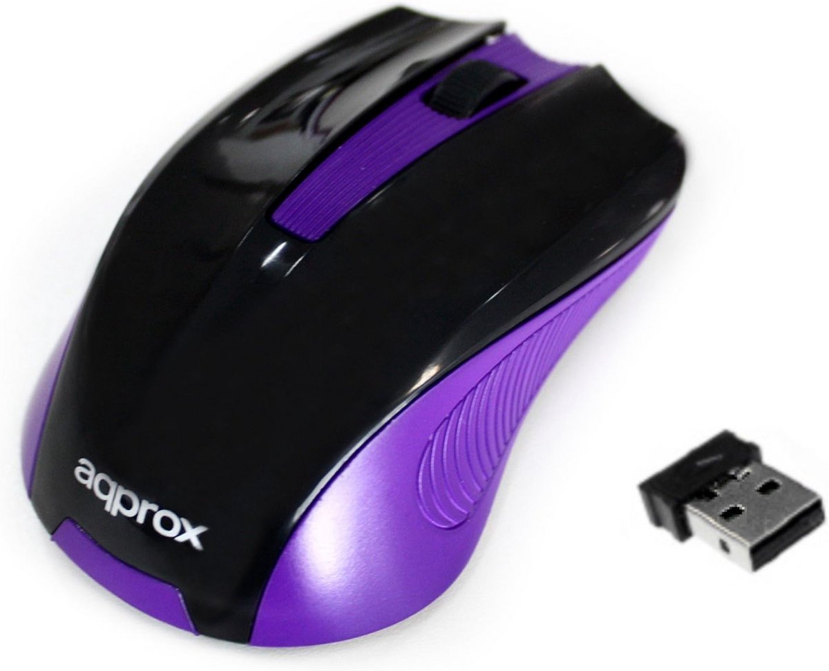 Draadloze optische muis 2.4GHz 1200DPI met nano USB-ontvanger - zwart paars