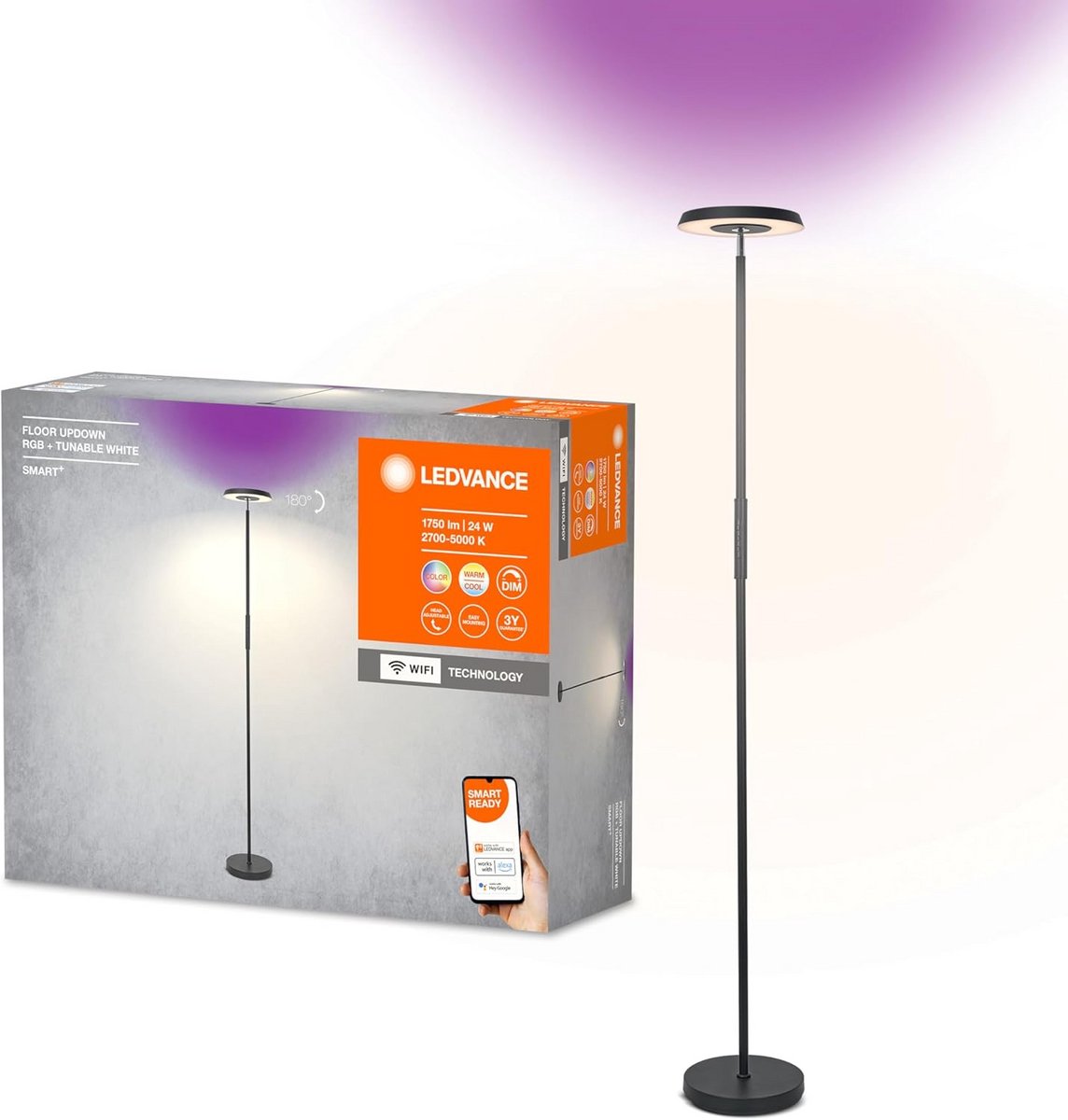 Slimme Wifi Vloerlamp Up & Down met RGB-verlichting en Dimfunctie