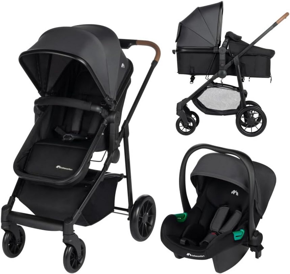 3-in-1 Kinderwagen Reiswieg en Autostoel i-Size, Lichtgewicht Duwfiets 0-4 Jaar