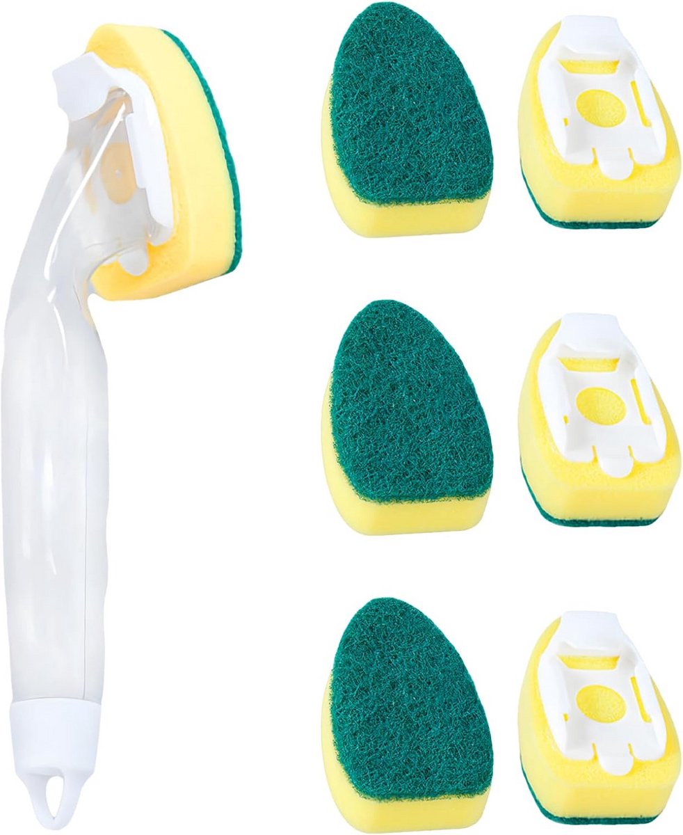 Set van 7 Afwasborstels met Zeepdispenser voor Grondige Keukenreiniging