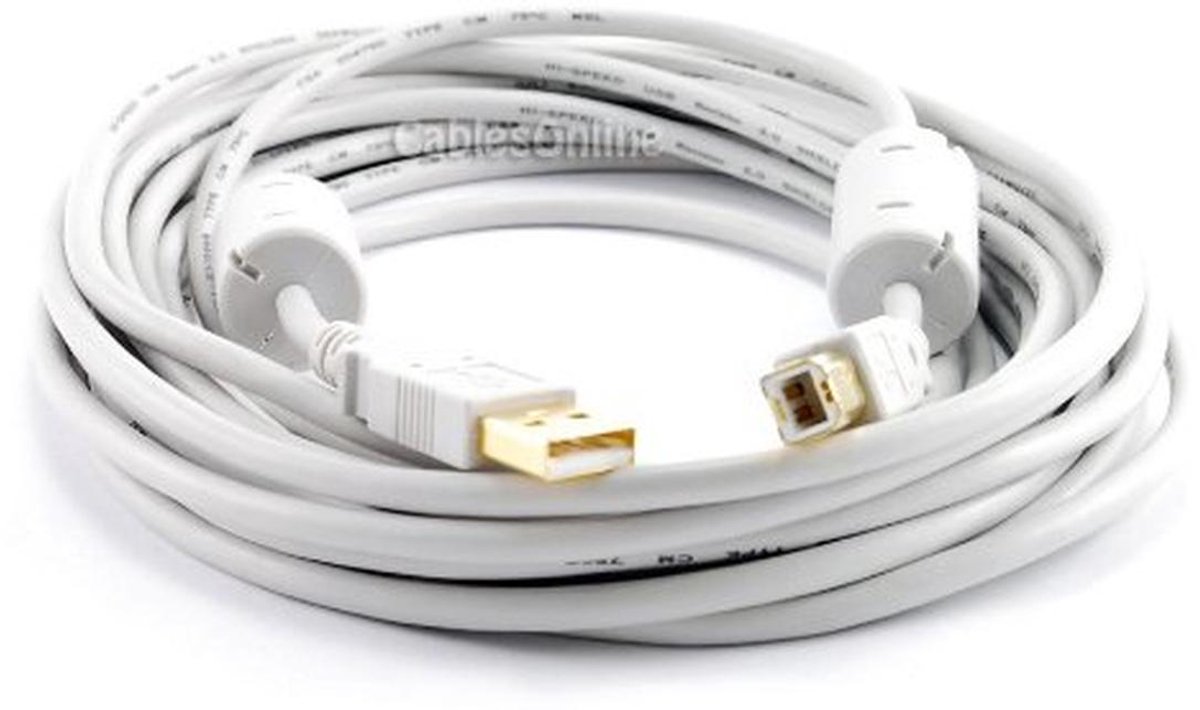 20 Voet Hi-Speed USB 2.0 Kabel met Ferrietkernen - A/B Connector voor Snelle Gegevensoverdracht