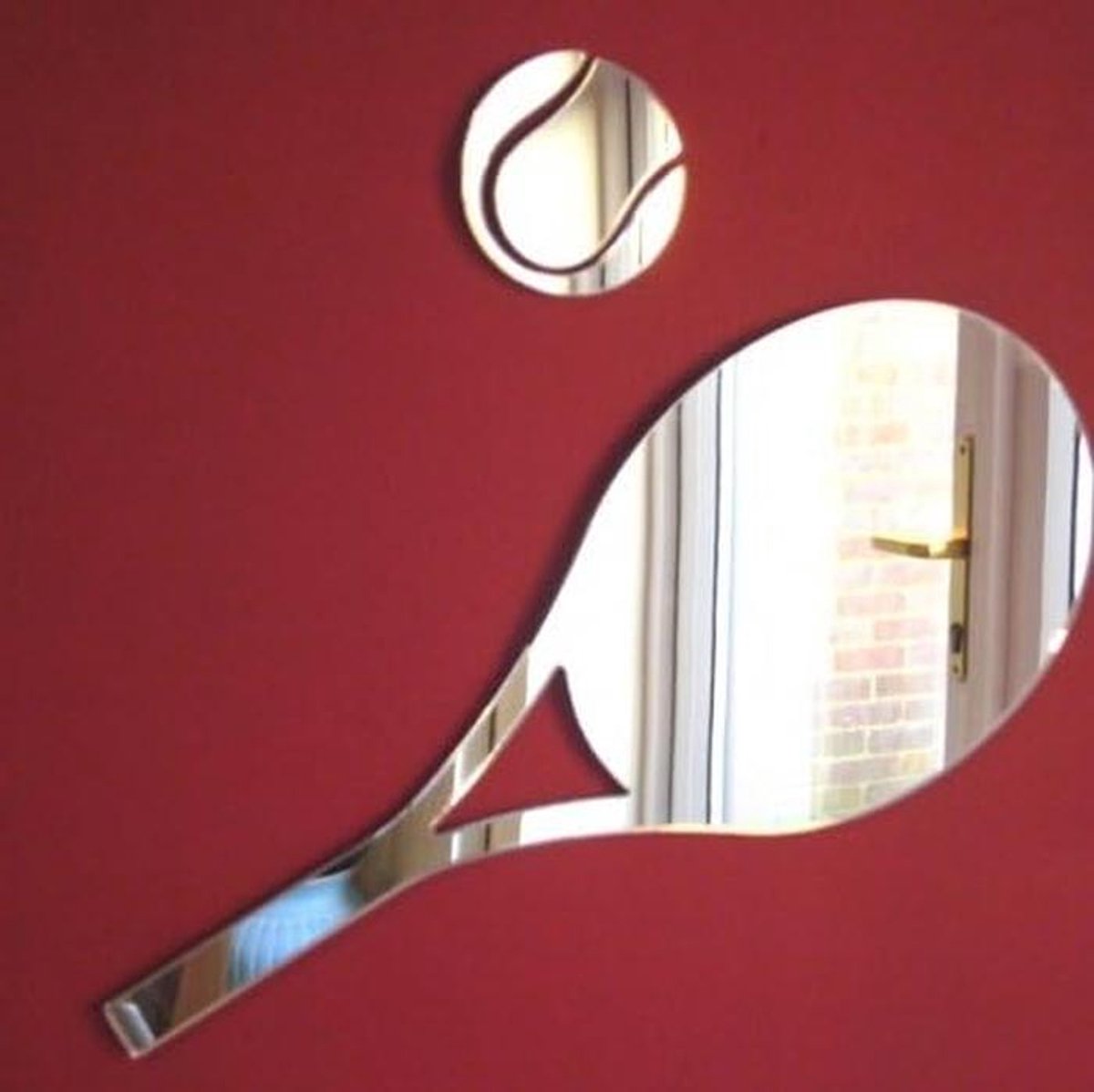 Decoratieve Wandspiegel Tennis Racket en Bal Veiligheidsspiegel