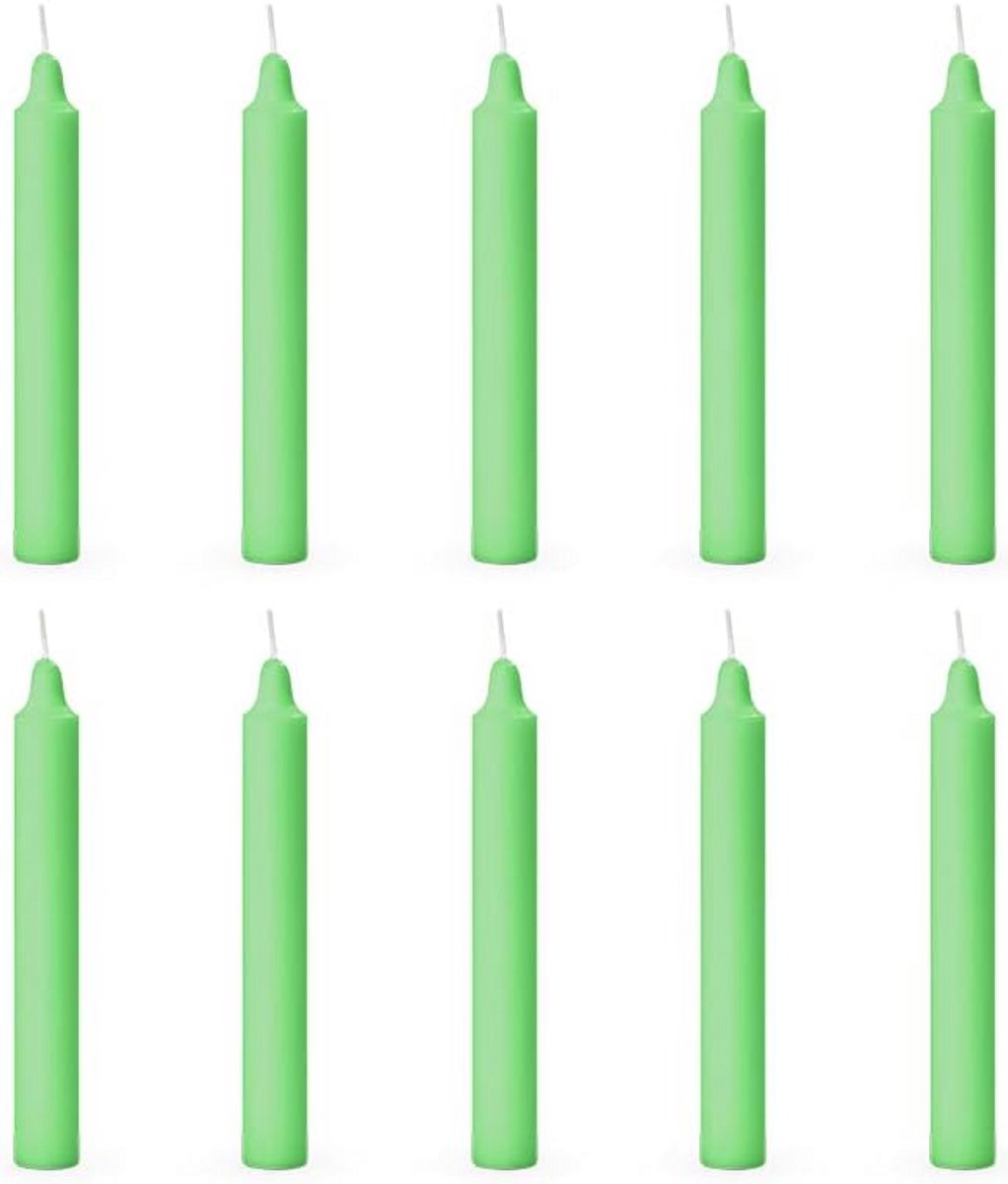 Set van 10 Groene Stokkaarsen voor Rituelen, Decoratie en Chakra Genezing