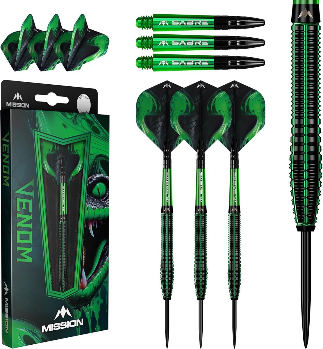 Professionele Dartpijlen 90% Tungsten Zwart Groen