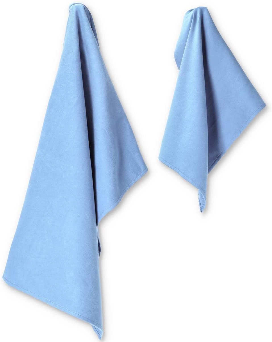 Microvezel Handdoeken Set Blauw Sneldrogend en Absorberend