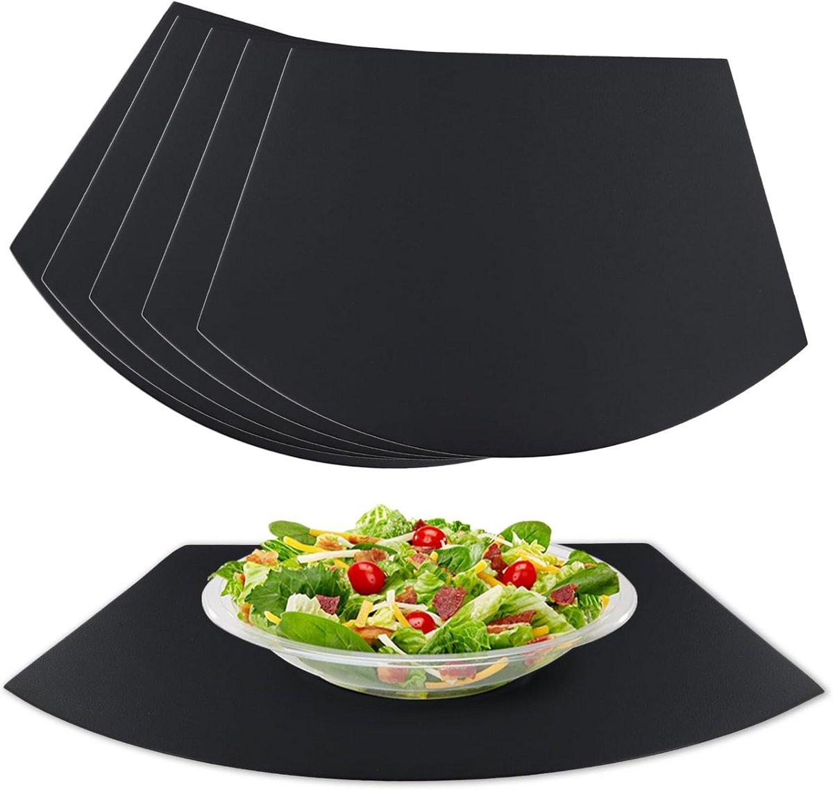 Set van 6 placemats van leer, wasbaar, waterdicht, 30 x 30 cm, zwart