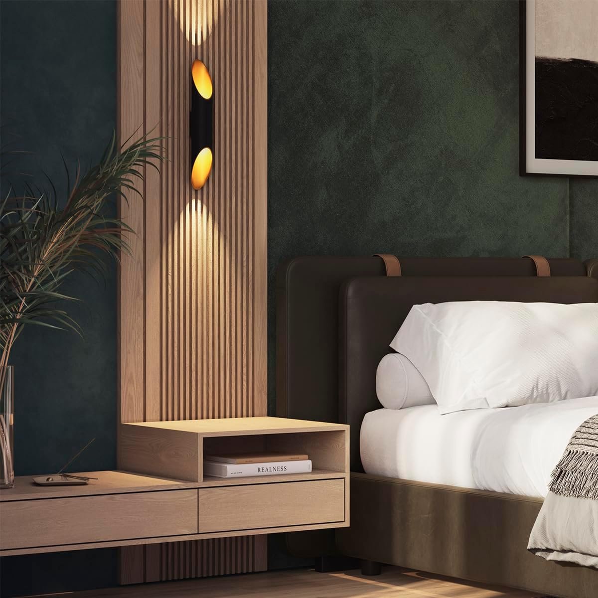 Moderne wandlamp zwart aluminium met gouden binnenkant - Up- en downlight voor hal, woonkamer en slaapkamer - Geschikt voor LED - GU10
