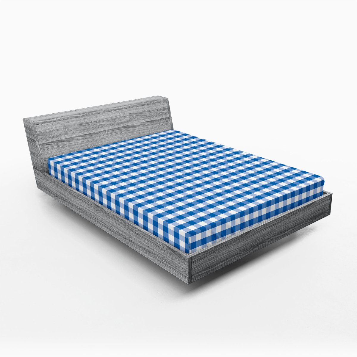 ABAKUHAUS geruit hoeslaken, monochroom gingham, zachte decoratieve stof met elastische band, 160 x 200 cm, blauw wit Blauw-wit