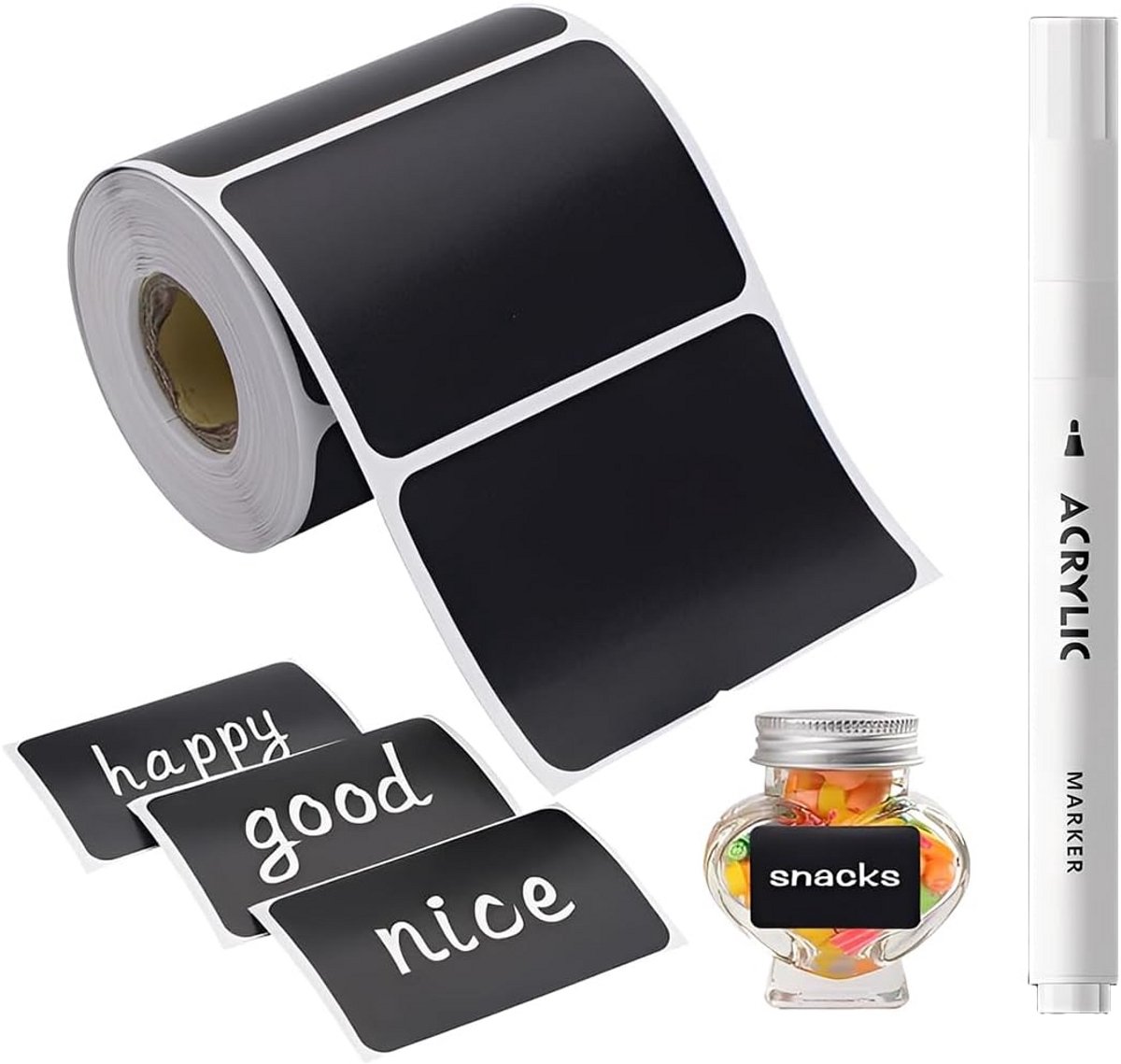 Set van 120 zelfklevende plaatstickers 5,5 x 3,5 cm voor kruidenflessen en vriezer