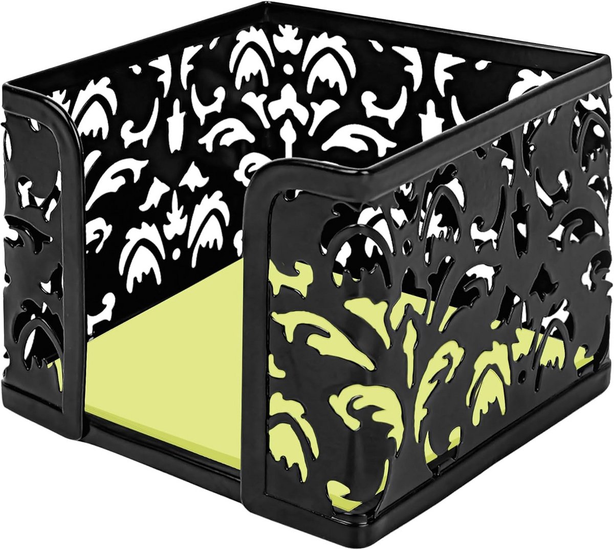 Zwarte Kubus Briefpapierhouder voor Post-its en Memo's - Stevige Metalen Bureau-Organiser