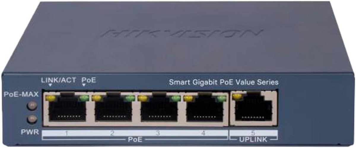 Smart 5-Poorts Gigabit Switch met PoE voor Beveiligingscamera's