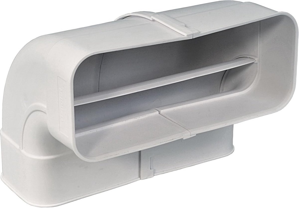 Plat Kanaalsysteem Ventilatie Bochtstuk Wit 222x89 mm