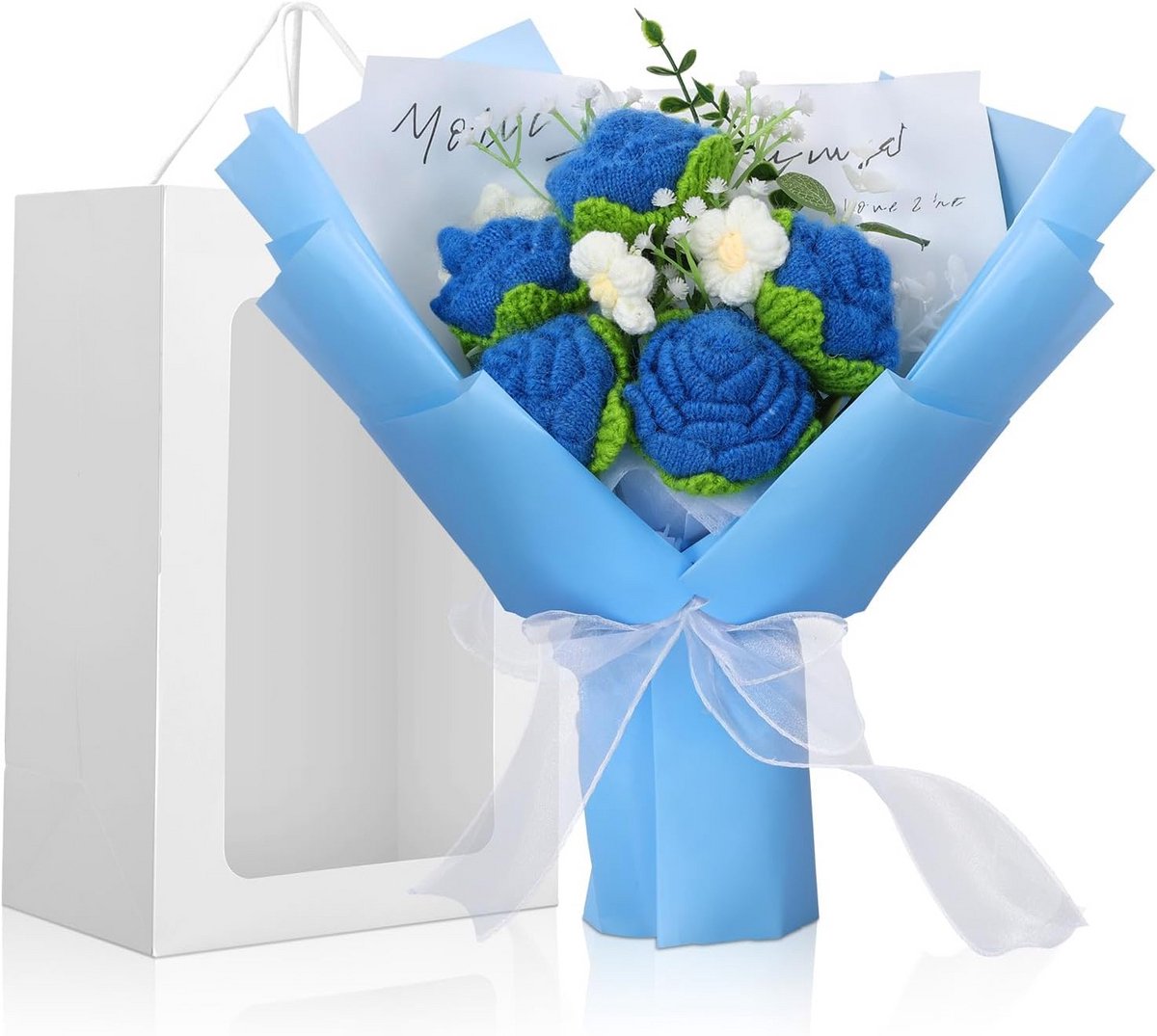 Handgemaakt Gebreid Bloemenboeket met Rozen voor Cadeau en Decoratie