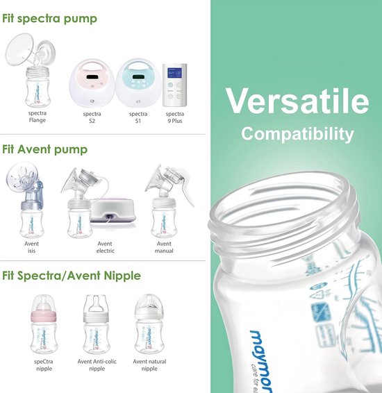 Brede Hals Flesjes voor Moedermelk Opslag met Deksels en Discs - Compatibel met Spectra en Lansinoh — afbeelding 2
